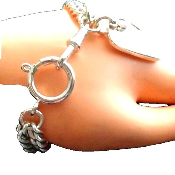 Breast Cancer Silver Tone 8" Chain Bracelet Symbol Memory Honor Survivor Fashion - Picture 2 of 7